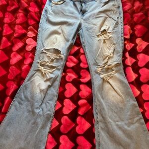 Hollister Light Blue Distressed Flare Jeans